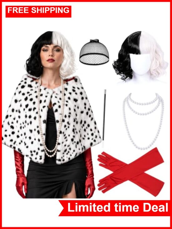 Other - Dalmatian Shawl Suit Costume Set with Gloves Women's Halloween Cosplay